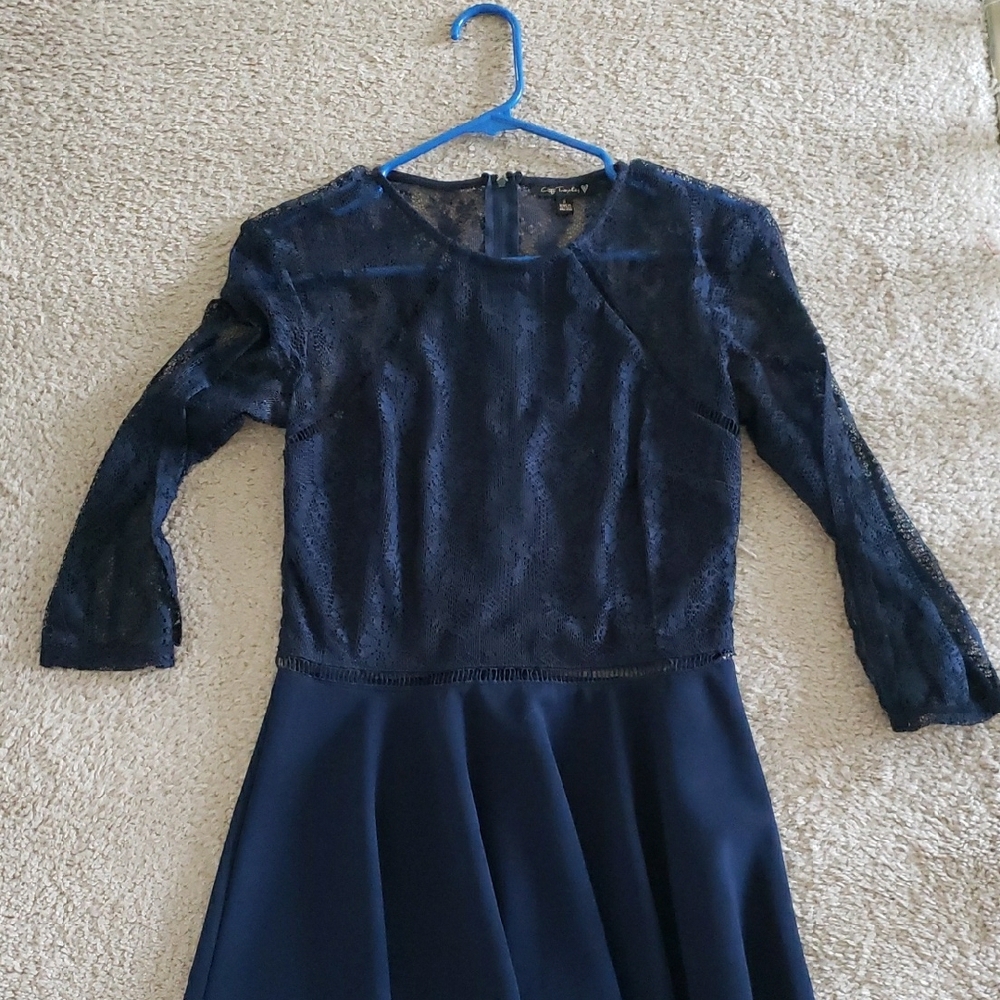Elegant Navy Lace Dress
